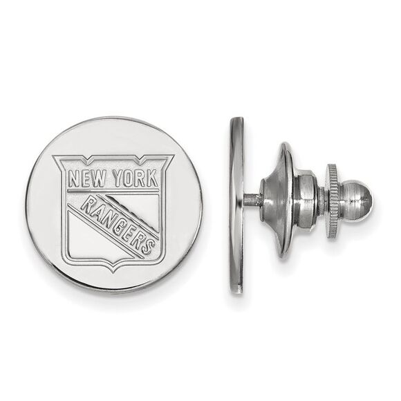 14k White Gold NHL New York Rangers Disc Lapel or Tie Pin